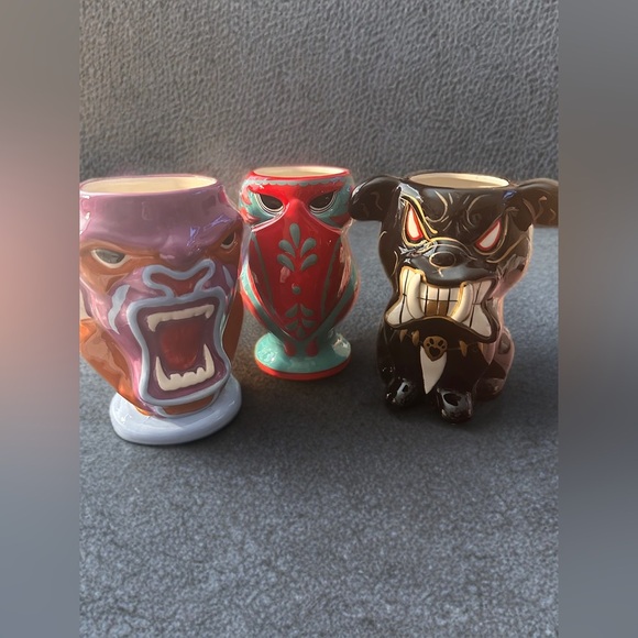 NEW Tiki Mugs Set of 3-16oz Ceramic Cocktail Glasses - Picture 6 of 8